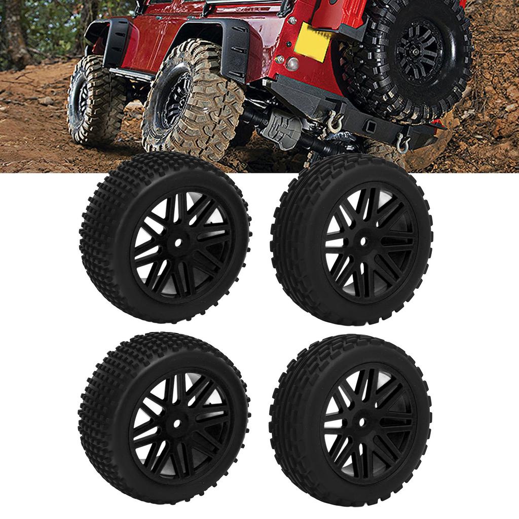 4 Pcs 1Celsius10 RC Off Road Tires 2 Front 2 Rear Round Stud Type Skin V Hole Hub High Grip RC Car Wheels