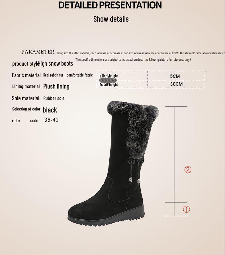 2025 Vinterskor för Damer, Mid-Calf Snöskor med Sammetsfoder, Platt Sula & Sidodragkedja - Martin-stil