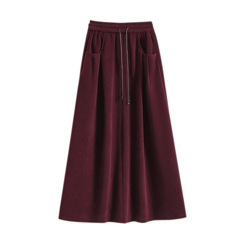 Dimanaf 2024 Autumn Winter Plus Size Long Women Skirts Solid A-Line Oversize Lady Elegant High Waist New Skirts