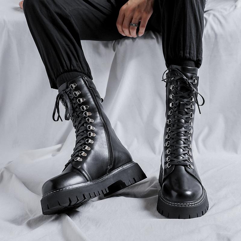 Fashion British Style Men's Boots Fashion Designer Casual Style Party or Office Work Outdoor Trendy Youth Shoes High Top Leather Shoes