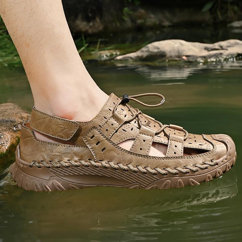 Men's Sport Leather Sandals Outdoor Hiking Closed Toe Water Sandals