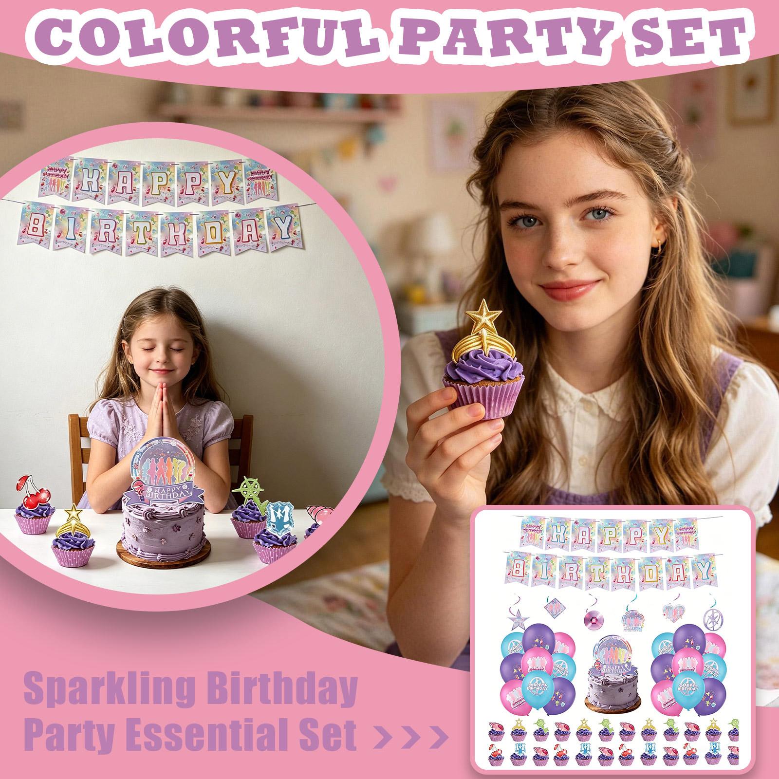 

Idol Colorful Theme Birthday Party Atmosphere Decoration Set, Including Five Types Of Accessories, Suitable For Fans one size