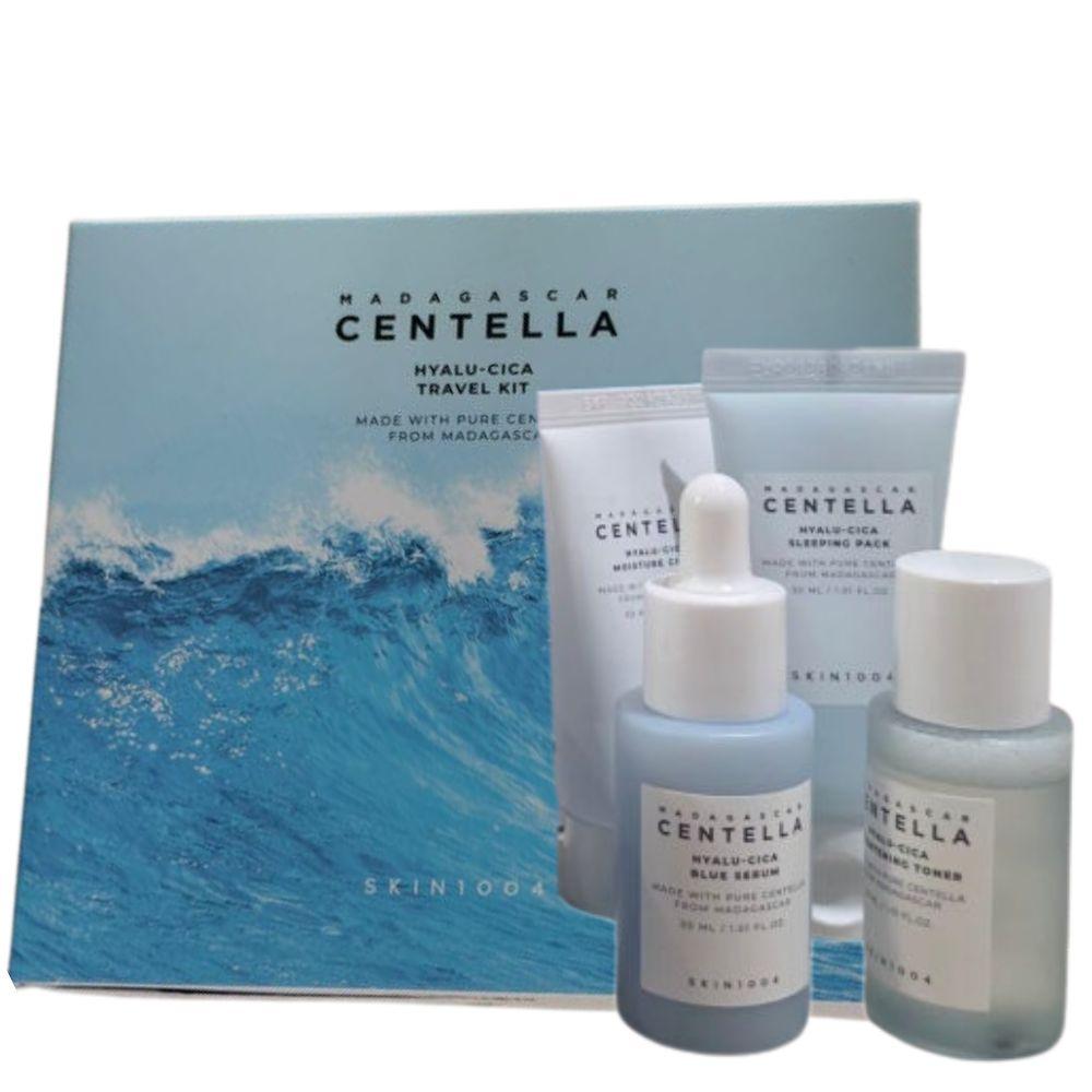 SKIN1004 - Madagascar Centella Hyalu-Cica Travel Kit / Toner 30ml Serum 30ml Cream 30ml Sleeping Pack 30ml Skincare Set 4pcs