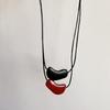 Trendy Enamel Heart Pendant Necklace Sturdy Alloy Adjustable Chain Jewelry Accessory Portable for Female Fashion