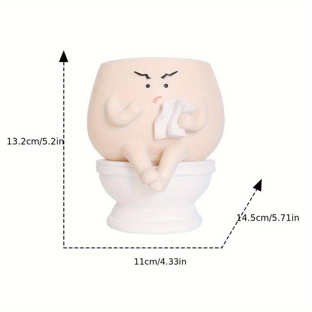 Whimsical Face Planter Pot,Double Layered Resin Vase with Drainage Hole, Cute Toilet Design for Indoor/Outdoor Decor, Contemporary Geometric Pattern