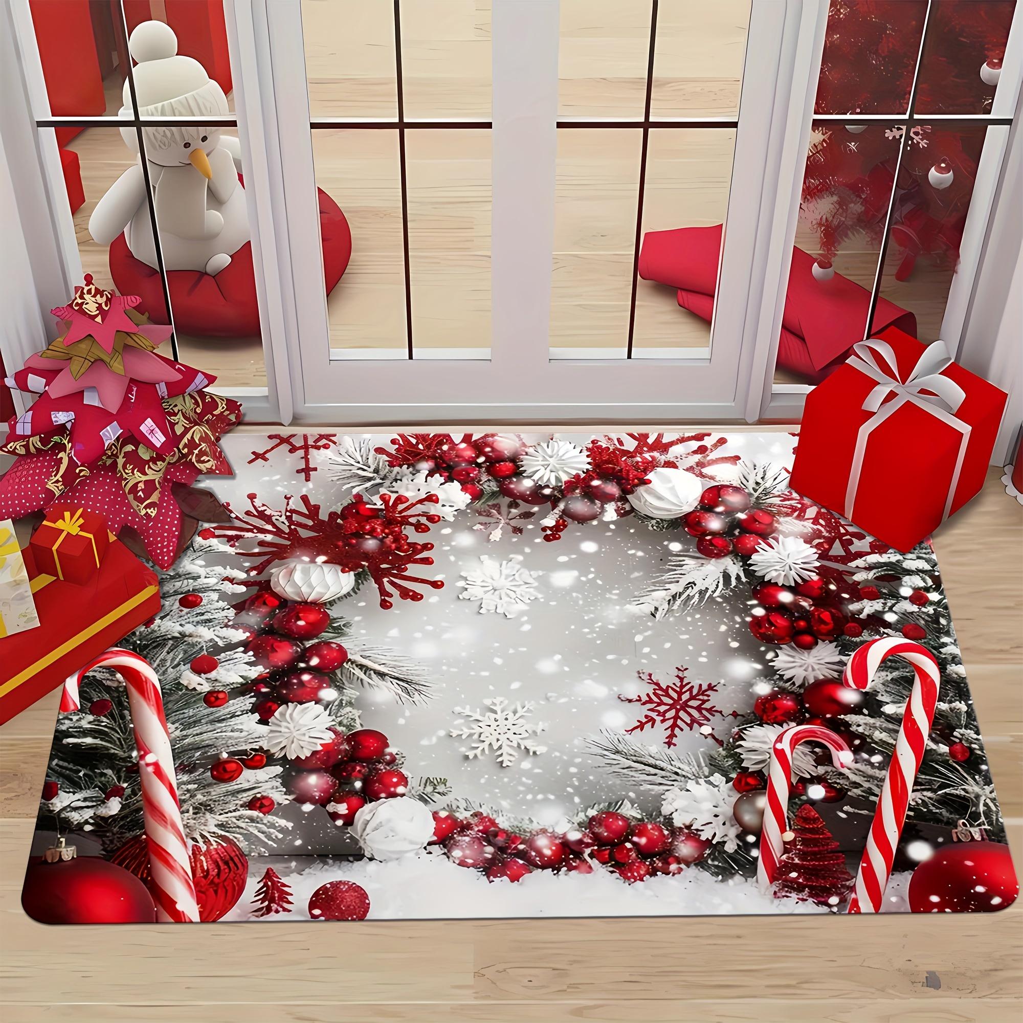 A Christmas-themed decorative carpet suitable for the living room, bedroom, entryway, and dining room, also suitable for outdoor patios, gardens, and 23.62Inch*35.43Inch