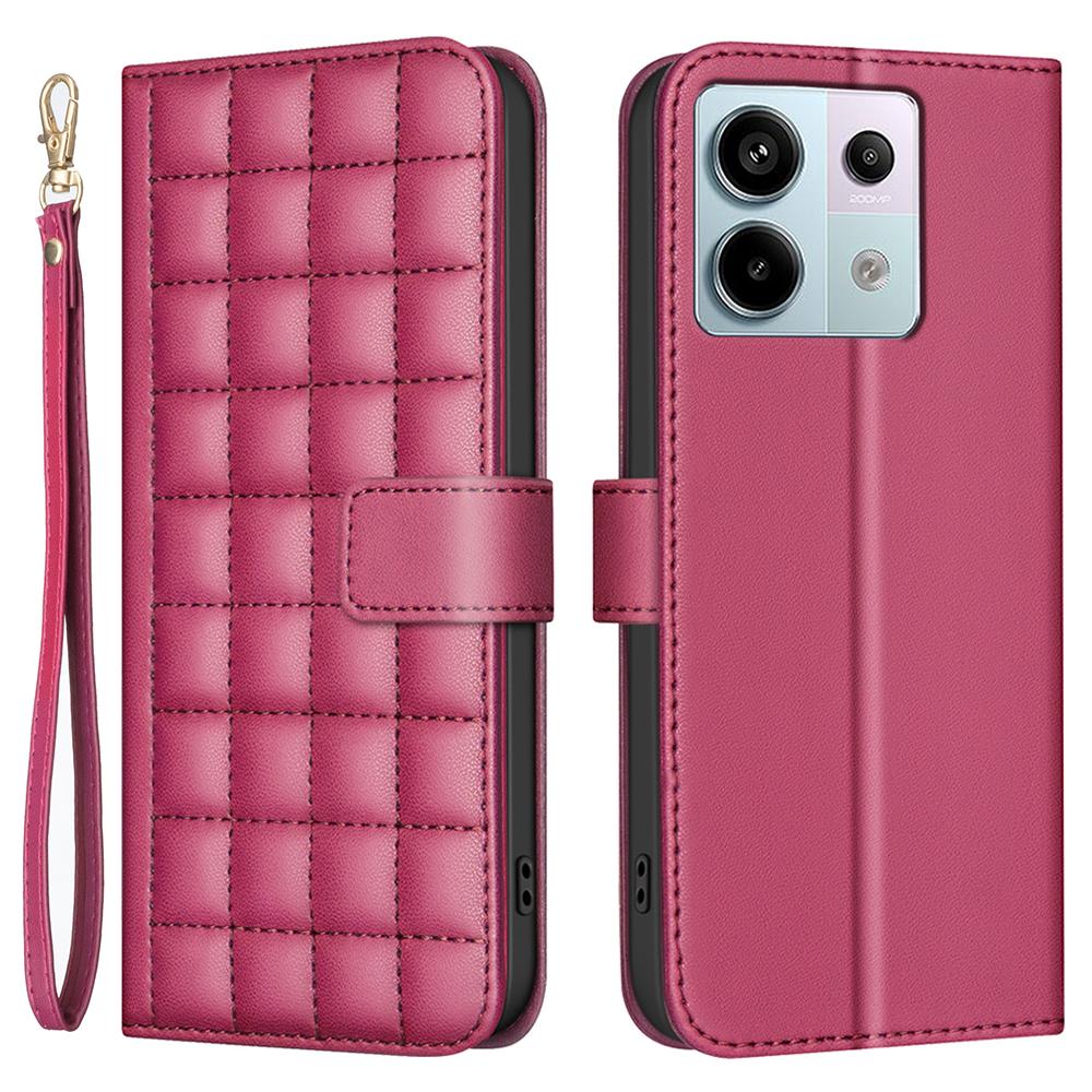 

For Xiaomi Poco X6 5G/Redmi Note 13 Pro 5G Leather Case Wallet Square Grid Red