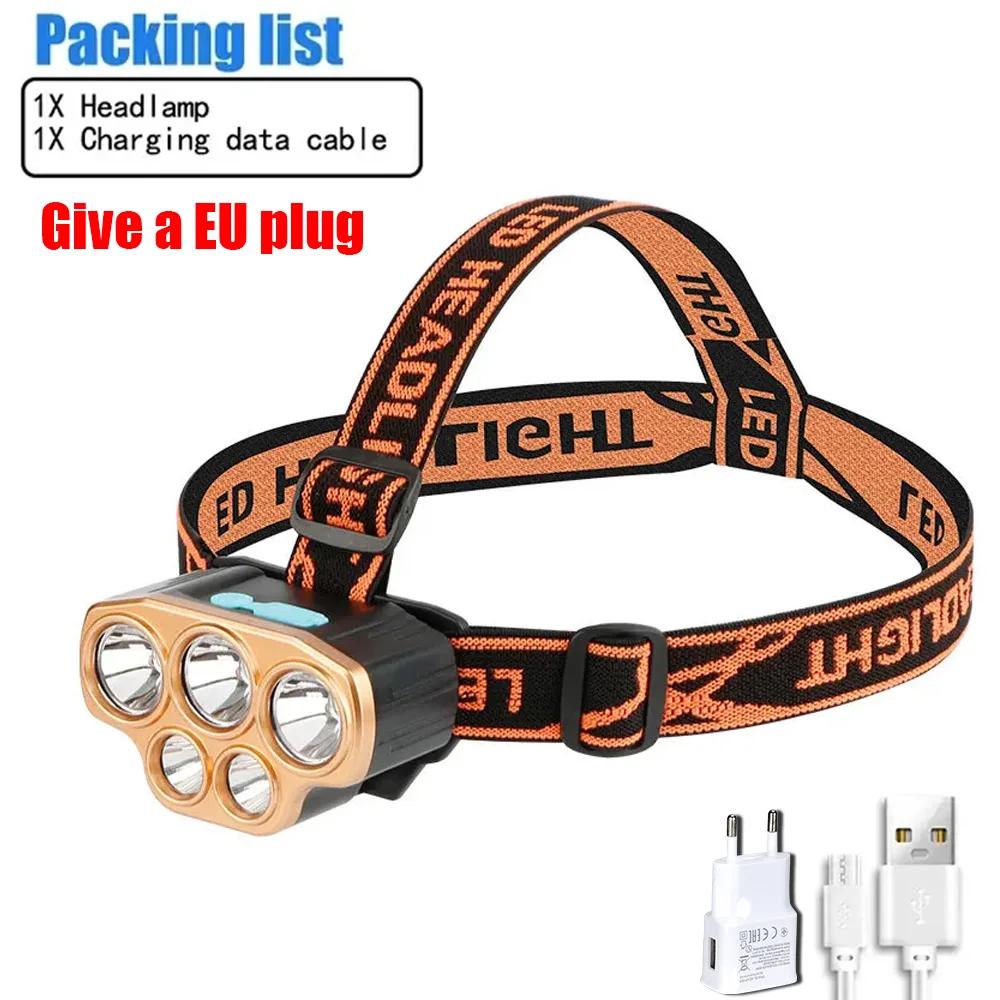 Multifunctional 8 LED Headlamp USB Rechargeable 8 Modes Headlight Lamps Flashlight COB Headlights Waterproof for Camping Fishing