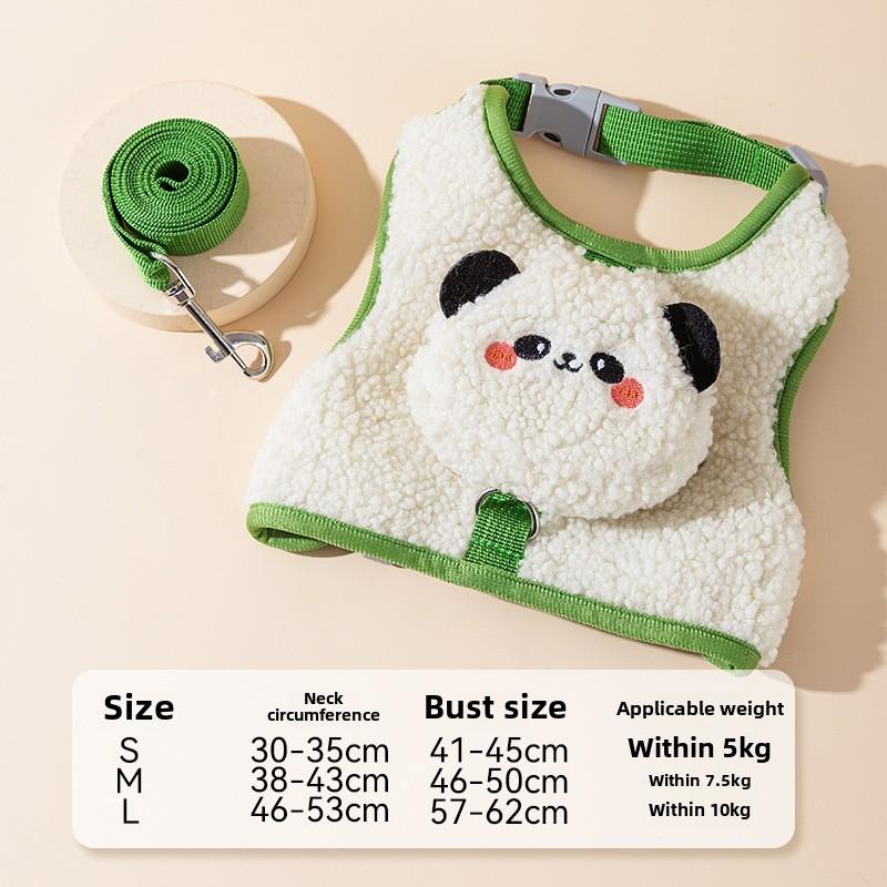 Autumn and Winter Cat Out Walking Cat Rope Vest Type Dog Cartoon Animal Wool Grain Traction Rope Pet Cat Rope