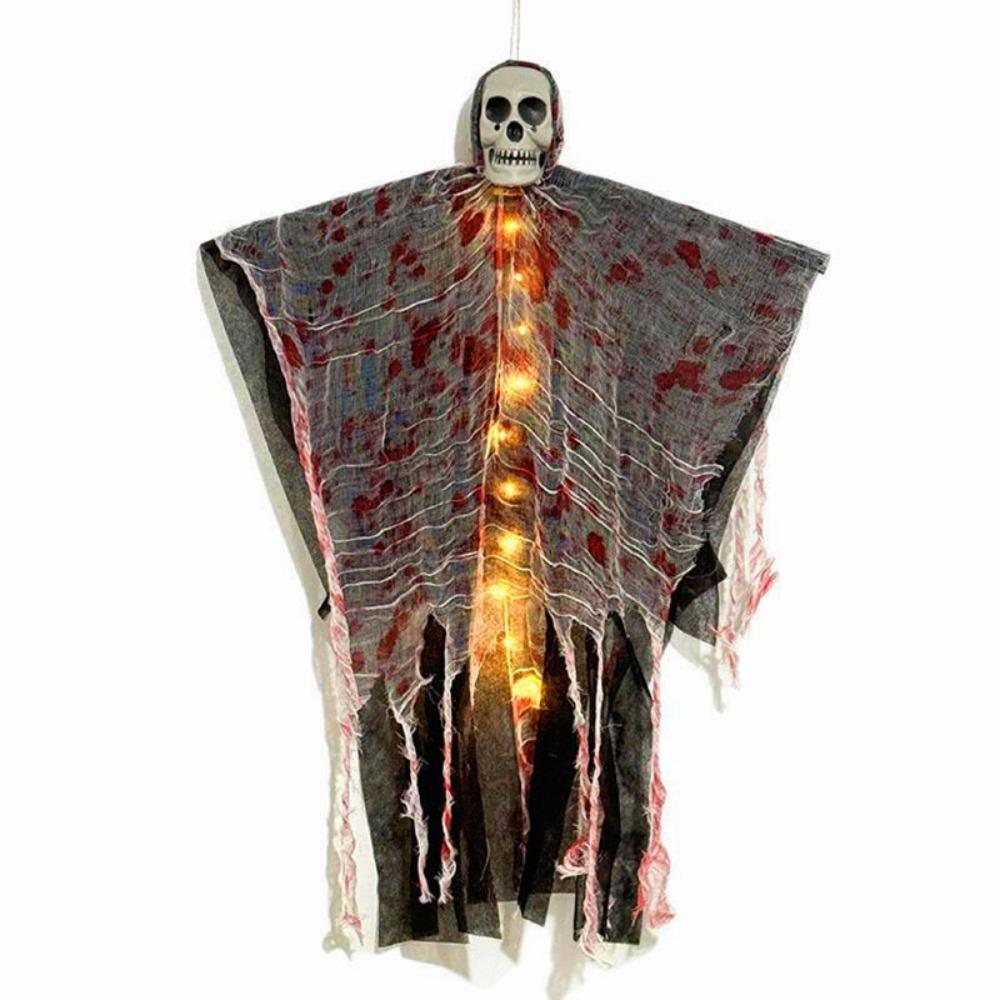 Horror Props Halloween Ghost Ornaments with Light Glowing Skull Ghost  Halloween Party
