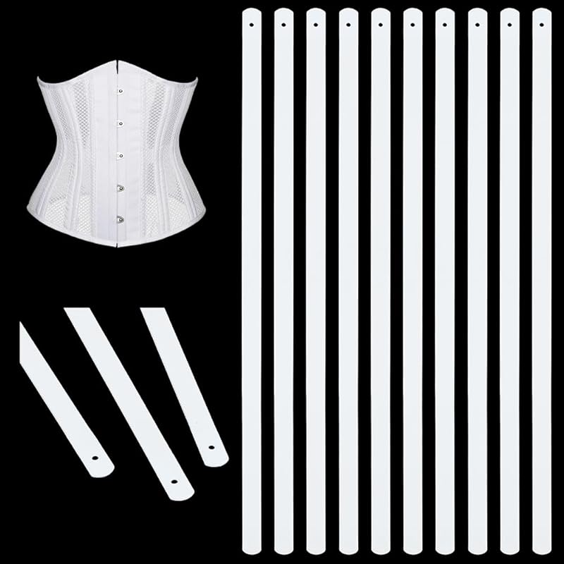 BENECREAT 10pcs White Metal Boning, 9.84 X 0.24 Inch Corset Strips White Webbing Boning for Bridal Dress Bustle Handmade Craft Wedding Dresses DIY