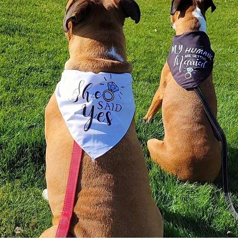 1pcs My Humans Are Getting Married She Said Yes Dog Bandana Set For Wedding Engagement Announcement Photo Props Bridal Shower Dog Wedding