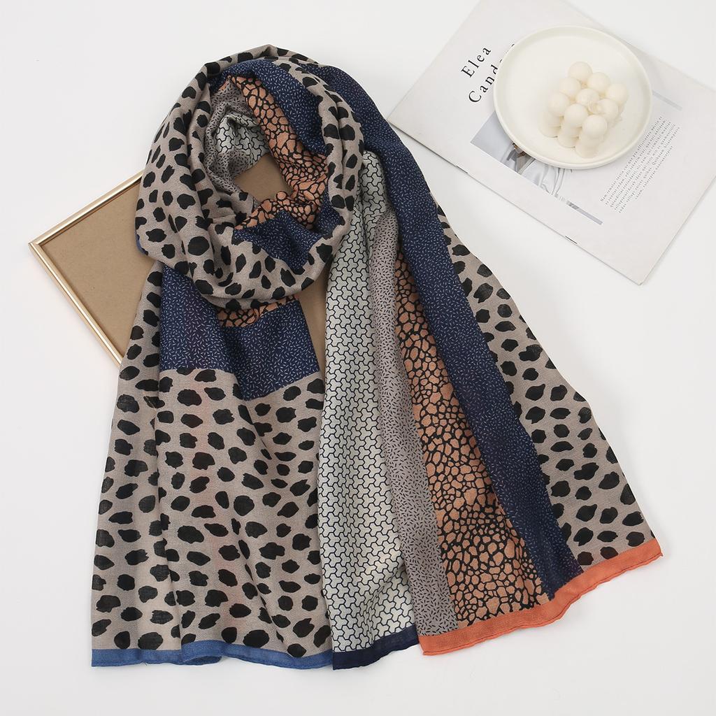 Leopard Print Hijab Scarf For Muslim Women Cotton Linen Headscarf Shawl Wrap Elegant Malaysia Head Wraps Turban Foulard 180*70Cm