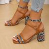 Roman Sandals For Women With Pu Material High Block Heel Summer Footwear For Casual Wear