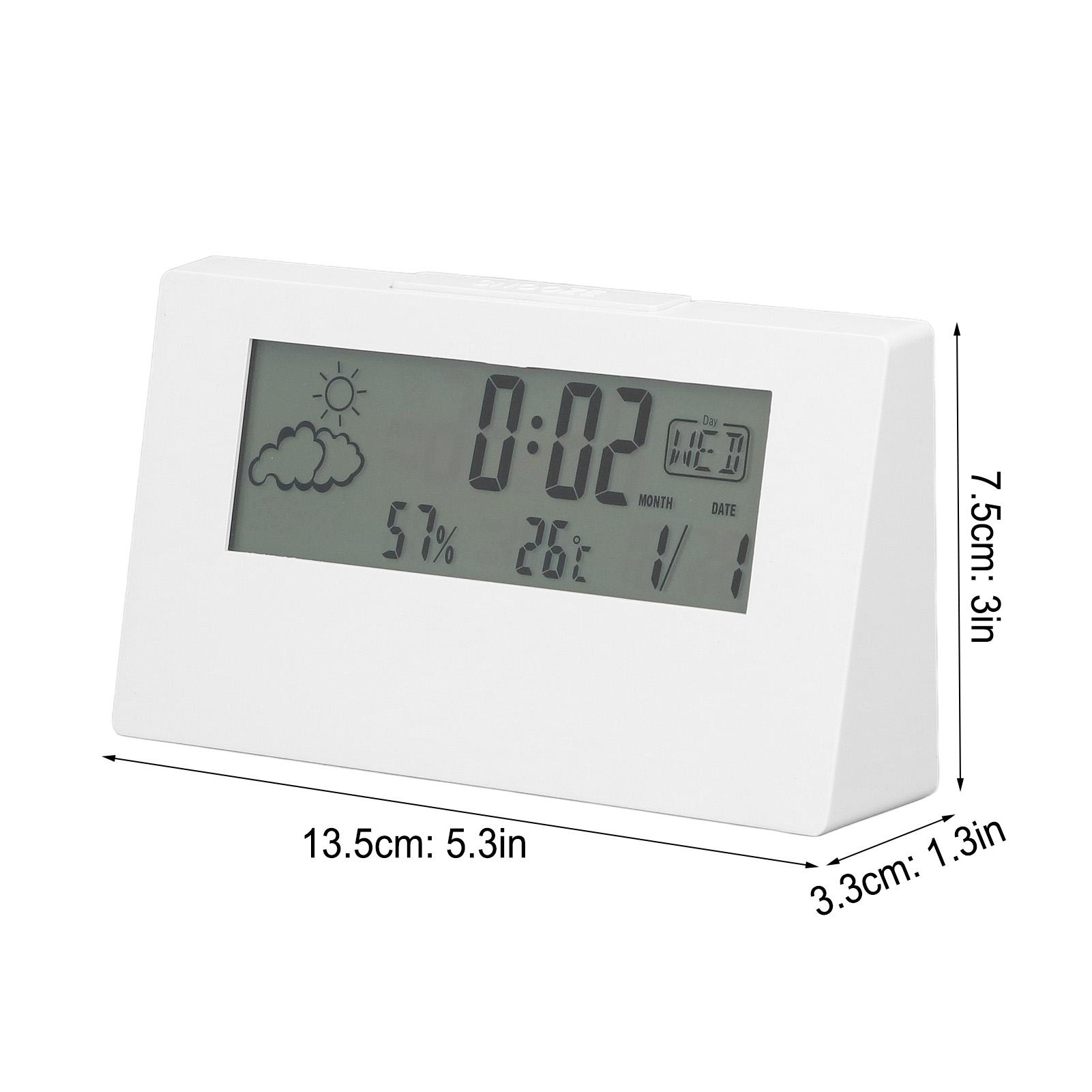 Digital Alarm Clock Snooze Function LCD Time Date Temp Humidity Display Bedside Electronic Clock with Light