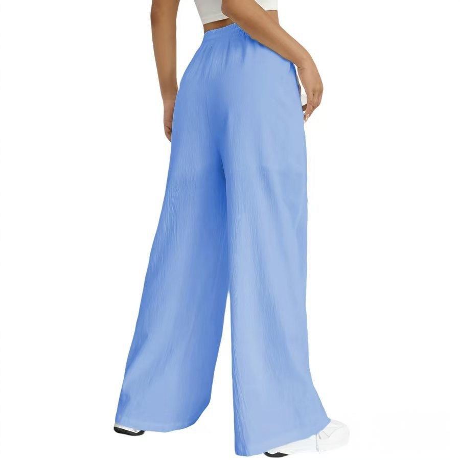 Dámské ležérní kalhoty s mikropřechodem, stahovací šňůrkou a širokými nohavicemi (2025)