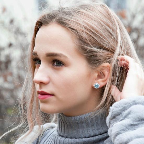 Damen-Schmuckset mit Zirkonia-Schneeflocken-Anhänger, Halskette, Ohrstecker, Ring