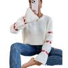 Autumn and winter European and American sweater for women, loose long-sleeve elbow heart pullover crew neck knit top for women
