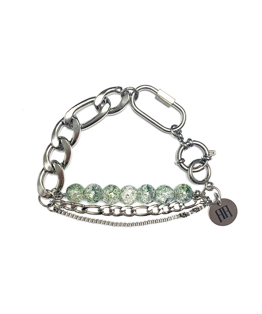 Rad Fiction Barat Carabiner Gemstone Chain Bracelet / Crack Green