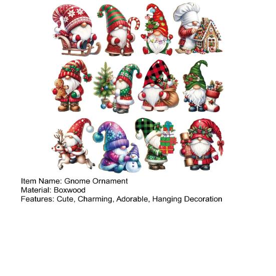 Christmas Gnome Ornaments Wooden Gnome Elf Hanging Decoration Cute Dwarf Doll Xmas Tree Pendant for Holiday Home Party Decor