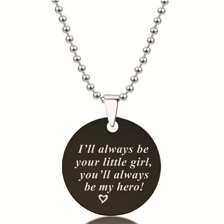 European/American Black Stainless Steel Necklace with Video Engraving - Valentine's and Christmas Gift