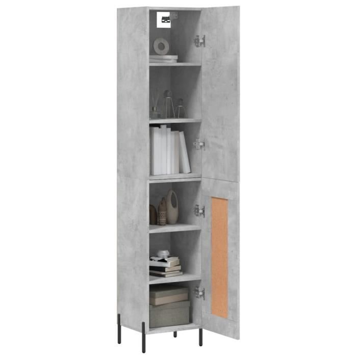 VidaXL Buffet haut Gris béton 34,5x34x180 cm Bois d'ingénierie 3199117