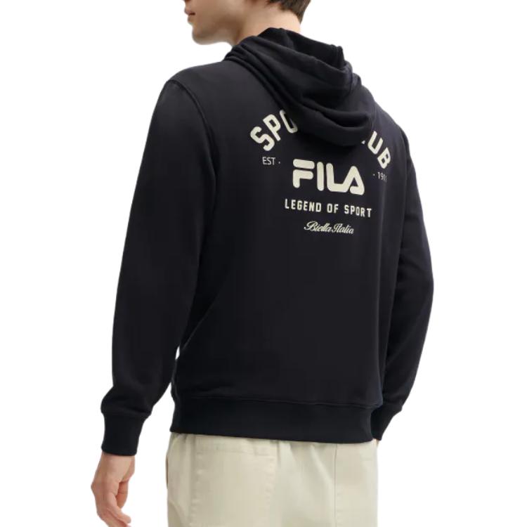FILA Letter And Number Print Casual Hoodie Men hoodies Legendary-Blue F11M419206F-NV