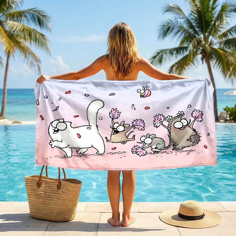 Simon'S Cat Fashion Beach Towel: Ideal for Summer Adventures Soft, absorbent and quick drying suitable for swimming and bathing