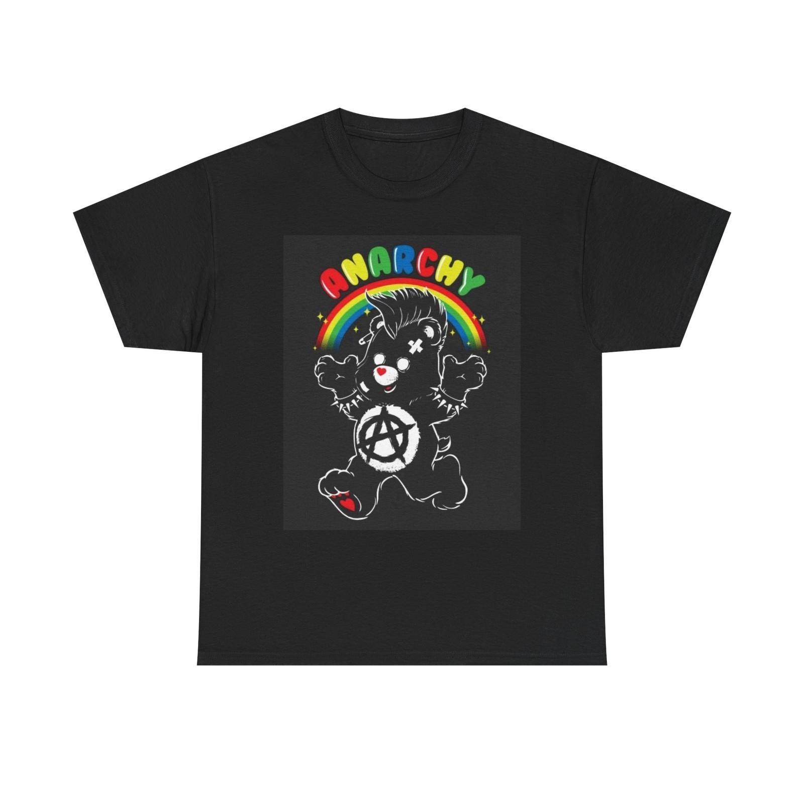 Anarchy Bear Funny Graphic T Shirt Mens Womens Tees Top Unisex Heavy Cotton Tee L