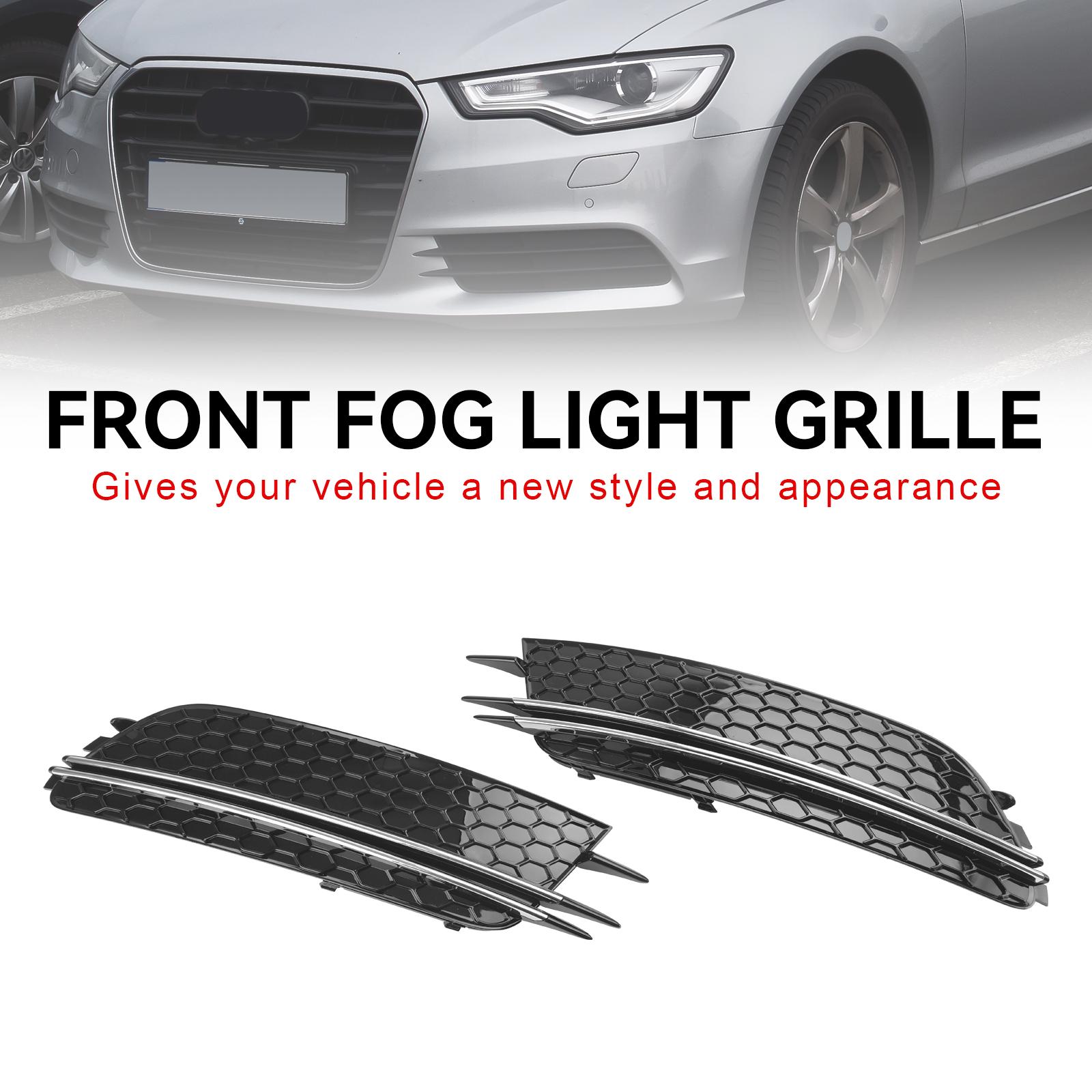 2PCS Front Fog Light Cover Bezel Grill Grille Fit A6 4G C7 2012-2015