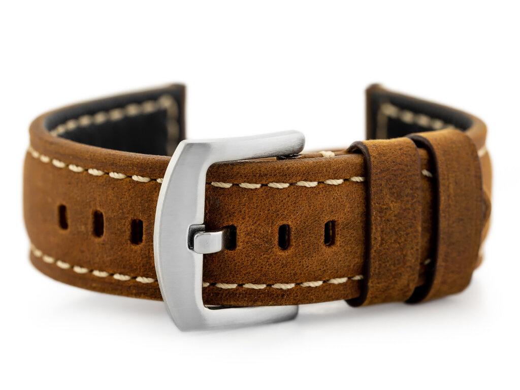 Pasek Skórzany Do Zegarka W29 - Ciemny Brąz 24Mm