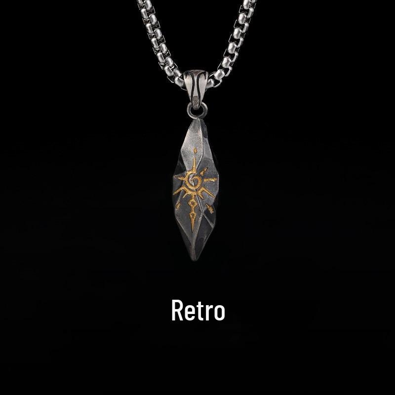 Men's Retro Meteorite Necklace: Luxurious Thai Silver Pendant, Perfect for Christmas or Anniversary Gifts