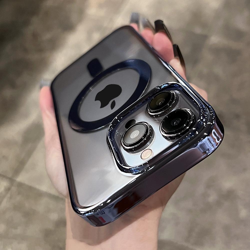 

Прозрачная рамка с покрытием для магнитного чехла Magsafe для iPhone 15 14 13 12 11 Pro Max с беспроводной зарядкой, жесткий ПК, ультратонкий чехол For iPhone 13