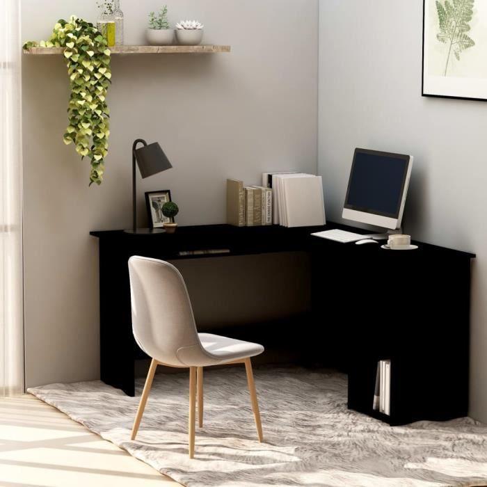 VidaXL Bureau d'angle en forme de L Noir 120x140x75cm bois ingénierie 800748