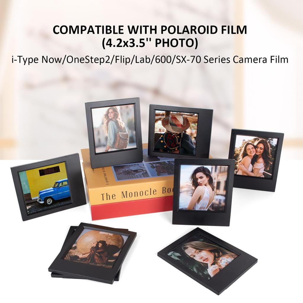 HIYQIN Desktop-Fotorahmen für Polaroid Sofortbildkamera Zoll Foto Kleiner Fotorahmen für Serienkamera Film Schwarz 8er-Pack i-Type Now/OneStep2/Flip/Lab