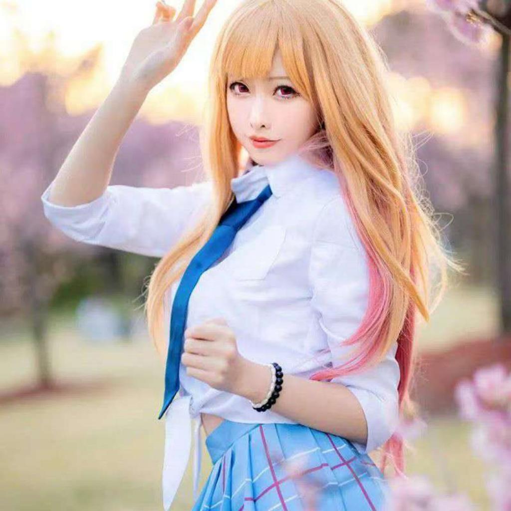 Kitagawa Marin Cosplay Anime Min Klesdrakt Darling Kitagawa Marin Cosplay Kostyme Kjoler Skoleuniform Parykk Øredobber Dress Jenter