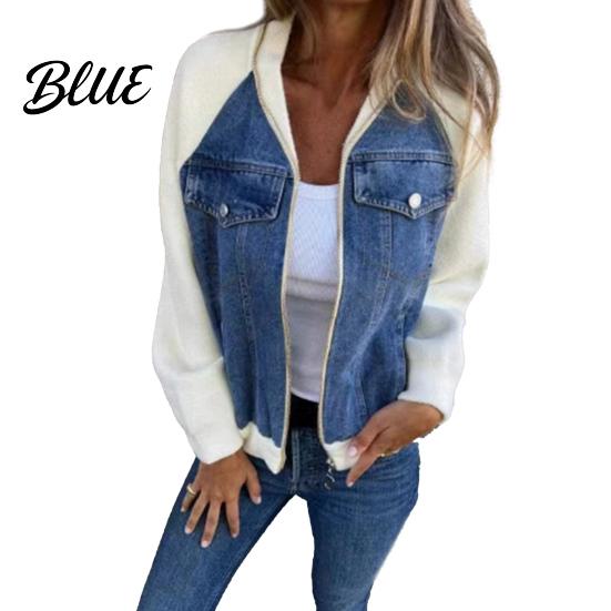 Spring Coat Fall Women Jacket Colorblock Zipper Closure Long Sleeves Hooded Autumn Winter Fake Chest Pocket Decor Lady Daily Wear