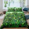 Peacock Feather Duvet Cover Queen Rustic Wildlife Woodland Animal Bedding Set for Boys Girls,Watercolor Peafowl Comforter Cover