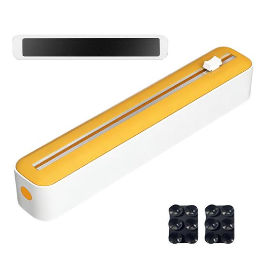 Wall Mounted Wrap Holder Plastic Dispenser with Slider Cutter, No-Drill Mount Magnetic Cutter Tool Cling Film Refillable Food for Kitchen Universal