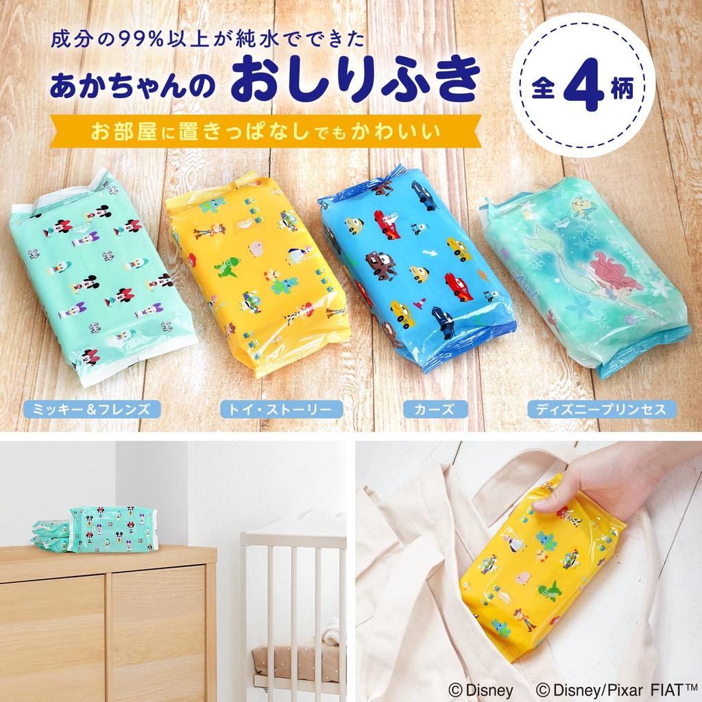 LEC Disney Pure Water Baby Soft 80 Wipes X 3 Packs Mildly Made In Japan 99% Wipes, Type, (Cars), Additive-Free, Acidic,