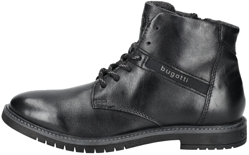 Ботинки Bugatti на шнуровке из гладкой кожи черного цвета