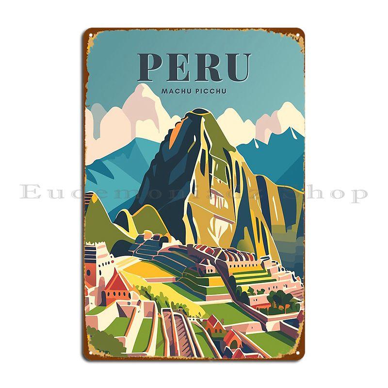 

Machu Picchu Peru Andes Mountains Peruvian Hiking Metal Sign Vintage Painting Cinema Personalized Poster Tin Sign Poster 20x30cm（7.8x11.8inch）
