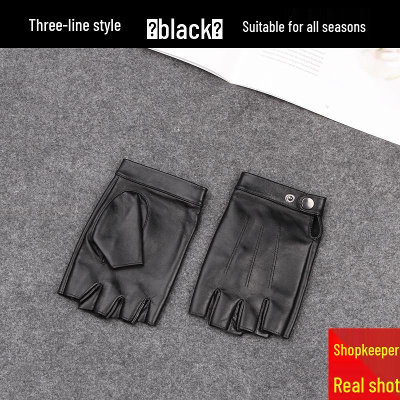 Men s Summer Goatskin Fingerless Motorcycle Gloves - Half-Finger Tactical Riding Sports. Extra Large