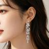 Zirconia Flower Tassel Earrings: Elegant Rhinestone Inlaid Studs for Women