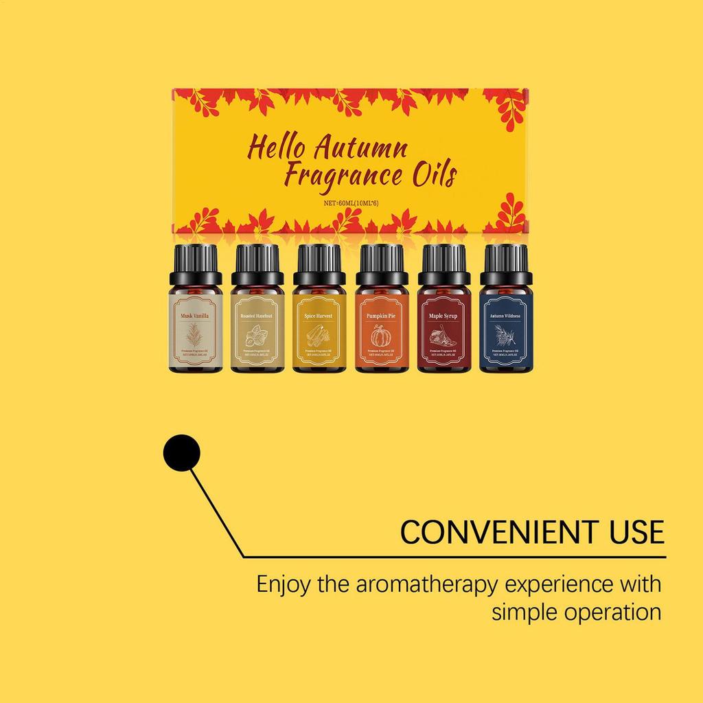 New 10ml Fall Scents For Candle Making 6pcs Cozy Fragrance Autumn Scented Diffuser OilsFor Air Purifier Candle Making Living
