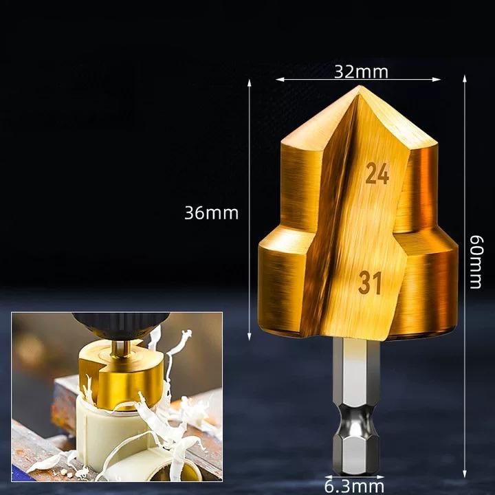 Hexagonal Handle PPR Lifting Drill Bit 24-31/18-24/15-19 Step Drill for Water/Electricity Pipe Multi-Layer Boring Hole Expansion