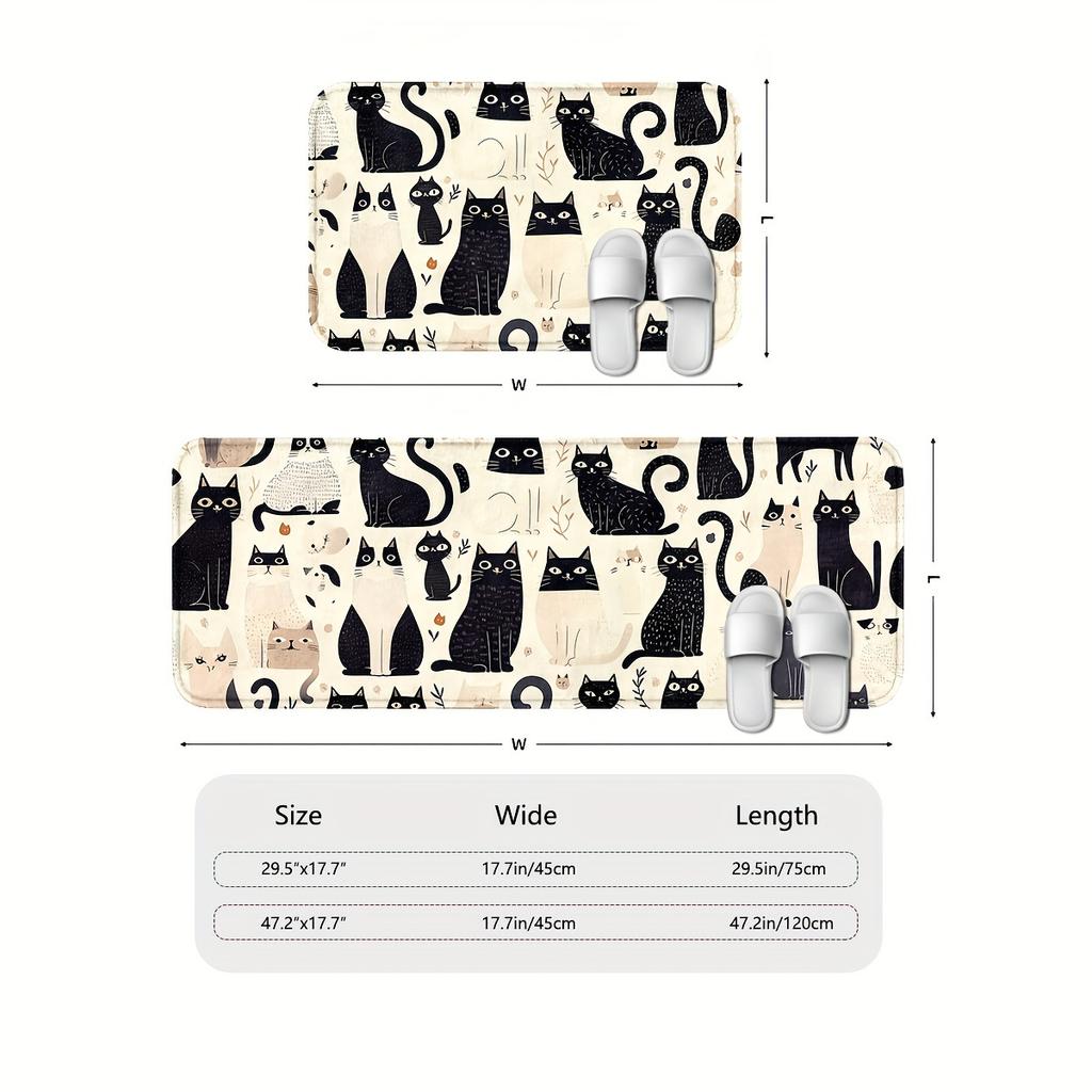Cats Animal Kitchen Mats: Non-slip, Durable Bathroom Pads, Comfortable Standing Runner Rugs, Carpets for Kitchen, Home