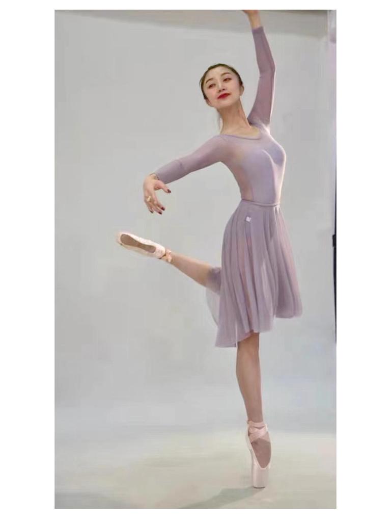 Elastic Mesh Diagonal Ballet Skirt: Women's Gymnastics Leotard Dance Practice Gauze Skirt, Half-Body