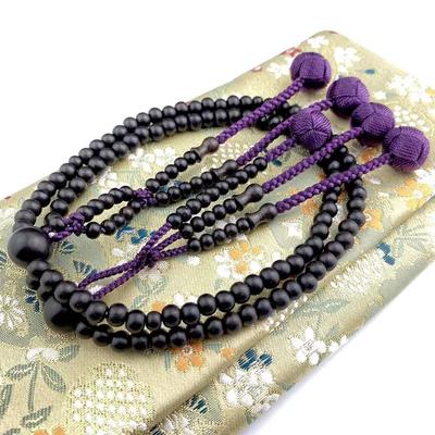Myorenka Nichiren Sect Authentic Common for 8 S Round Odamaki Sanskrit with Rosary for the Lotus Natural Memorial Grave Visits Purple Rosary, Ebony,