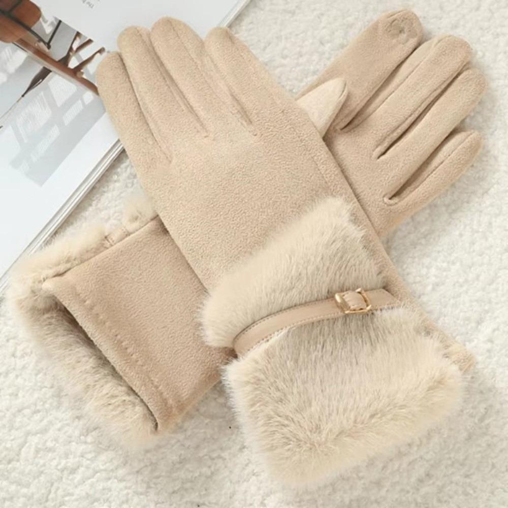 Velvet Women Gloves Thick Cycling Mittens Fashion Winter Suede Gloves Outdoor